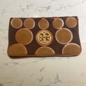 Tory Burch Brown and Tan Clutch